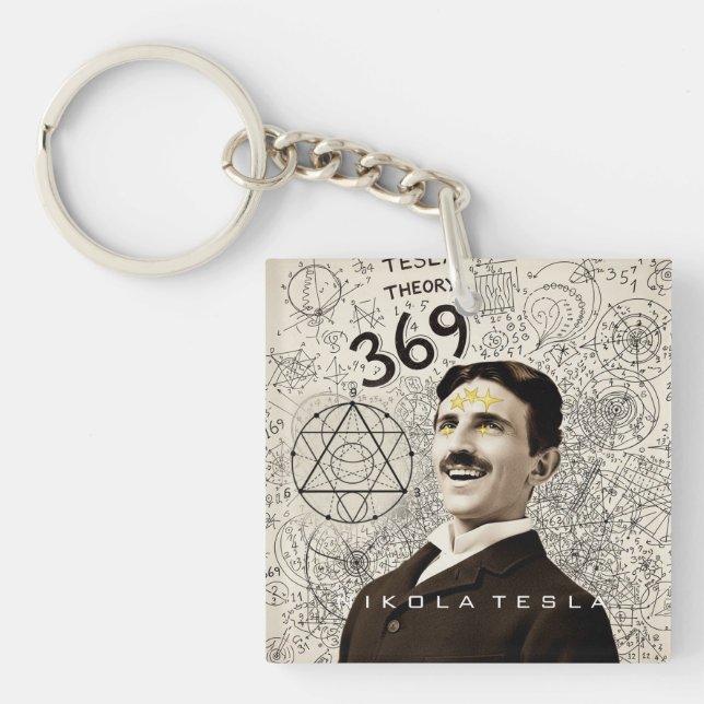 Nikola Tesla - 369 Key for the Universe Keychain (Front)