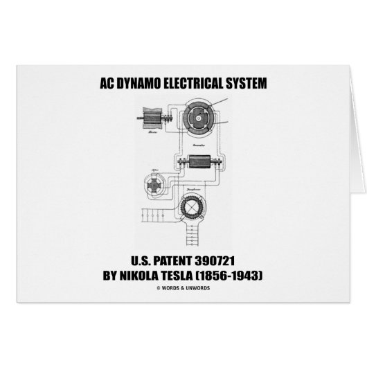 Nikola Tesla AC Dynamo Electrical System Patent (Front Horizontal)