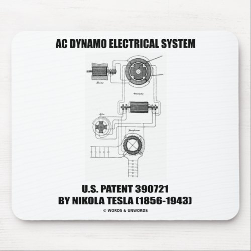 Nikola Tesla AC Dynamo Electrical System Patent Mouse Pad