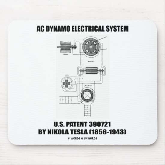 Nikola Tesla AC Dynamo Electrical System Patent Mouse Pad