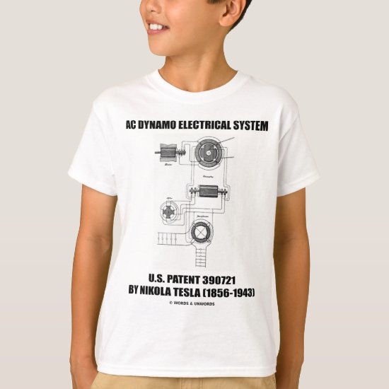 Nikola Tesla AC Dynamo Electrical System Patent T-Shirt
