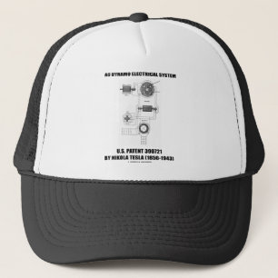 Nikola Tesla AC Dynamo Electrical System Patent Trucker Hat