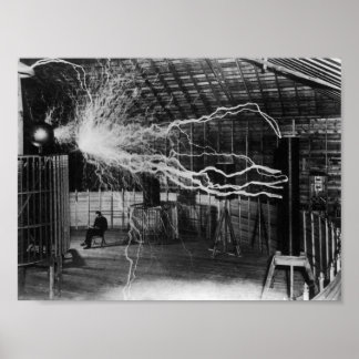 Nikola Tesla - Bolts Of Electricity Poster