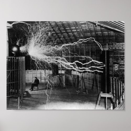 Nikola Tesla _ Bolts Of Electricity Poster