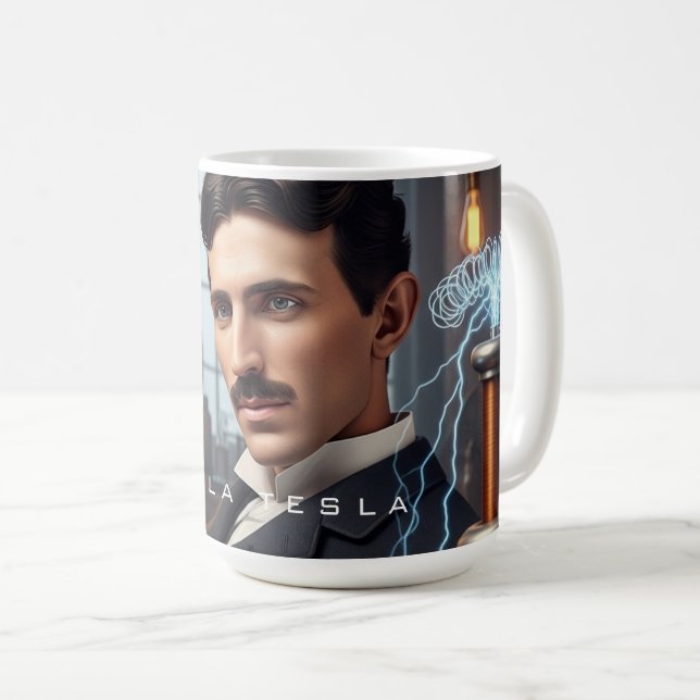 Nikola Tesla Coffee Mug (Front Right)