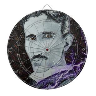 Nikola Tesla Dartboard With Darts