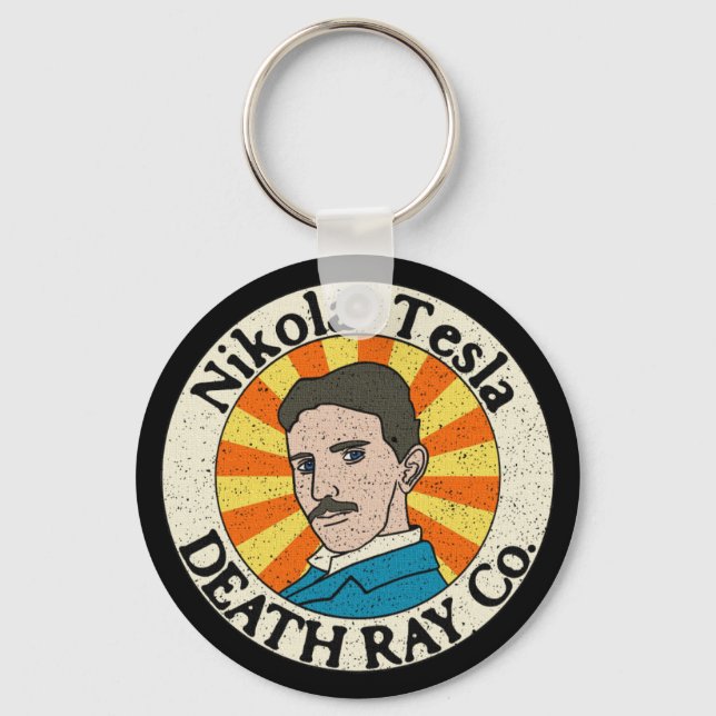 Nikola Tesla Death Ray Co. Keychains (Front)