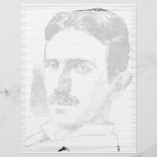 Nikola Tesla Drawing In Black And White Letterhead (Front)