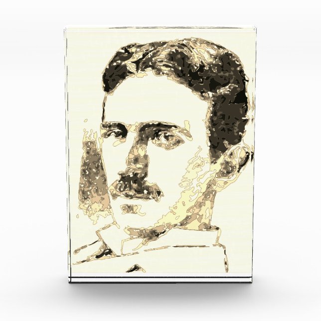 Nikola Tesla Drawing In Sepia Acrylic Award (Front)