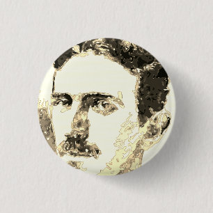 Nikola Tesla Drawing In Sepia Button