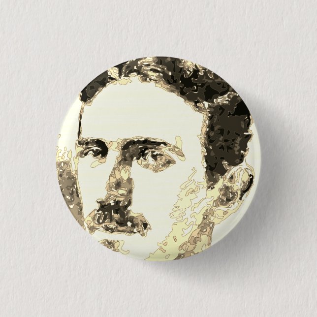 Nikola Tesla Drawing In Sepia Button (Front)