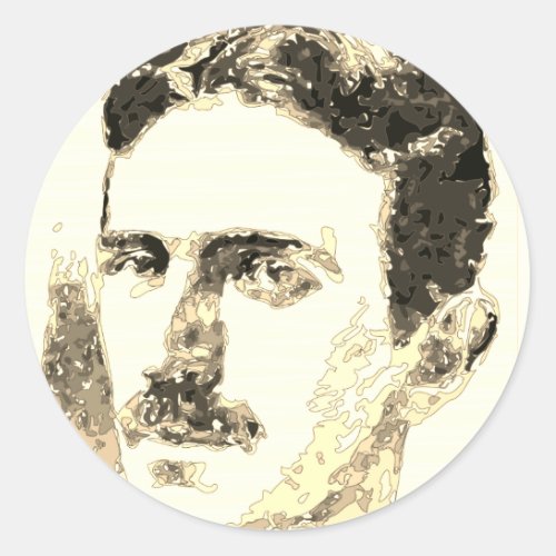 Nikola Tesla Drawing In Sepia Classic Round Sticker