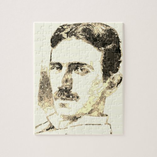 Nikola Tesla Drawing In Sepia Jigsaw Puzzle