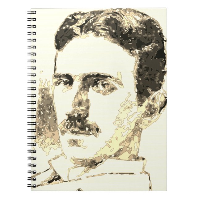Nikola Tesla Drawing In Sepia Notebook (Front)