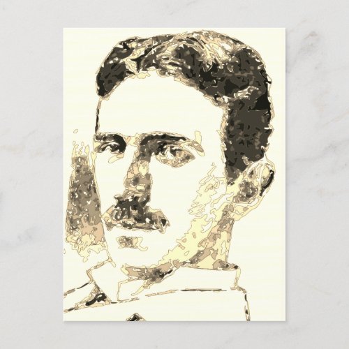 Nikola Tesla Drawing In Sepia Postcard