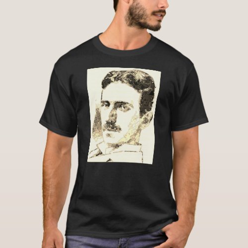 Nikola Tesla Drawing In Sepia T_Shirt