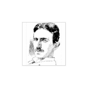 Nikola Tesla Drawing Rubber Stamp
