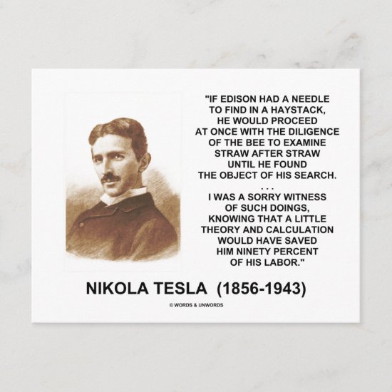 Nikola Tesla Edison Needle Haystack Theory Quote