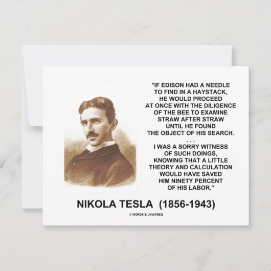 Nikola Tesla Edison Needle Haystack Theory Quote (Front)