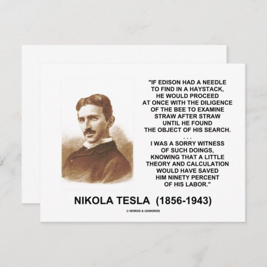 Nikola Tesla Edison Needle Haystack Theory Quote (Front/Back)