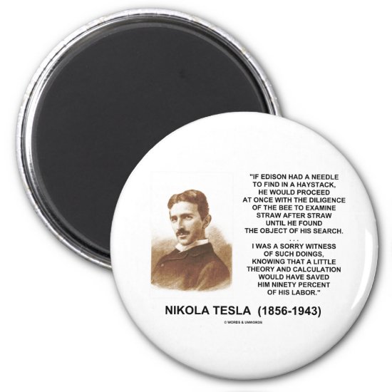Nikola Tesla Edison Needle Haystack Theory Quote Magnet