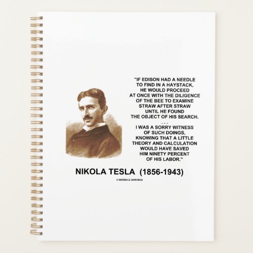 Nikola Tesla Edison Needle Haystack Theory Quote Planner