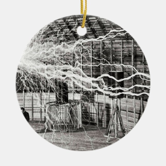 Nikola Tesla Electricity Ceramic Ornament (Front)