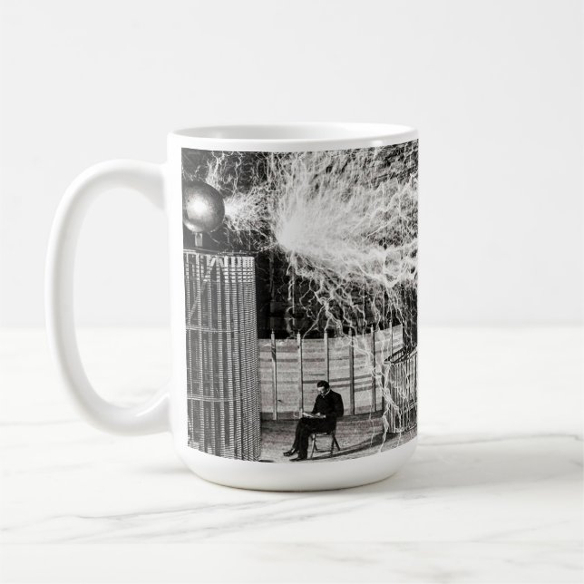 Nikola Tesla Electricity Coffee Mug (Left)