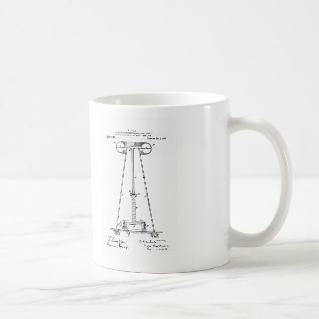 Nikola Tesla Energy Transmission Pantent US1119732 Coffee Mug (Right)