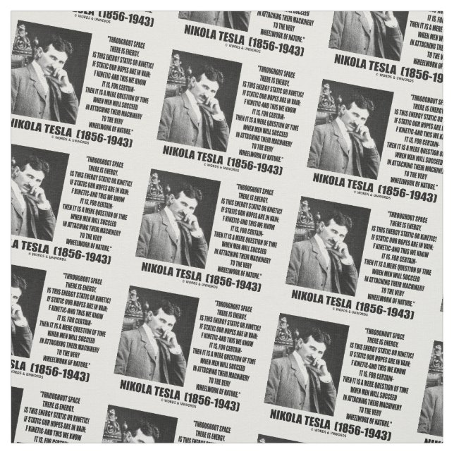 Nikola Tesla Energy Wheelwork Of Nature Quote Fabric (Swatch)