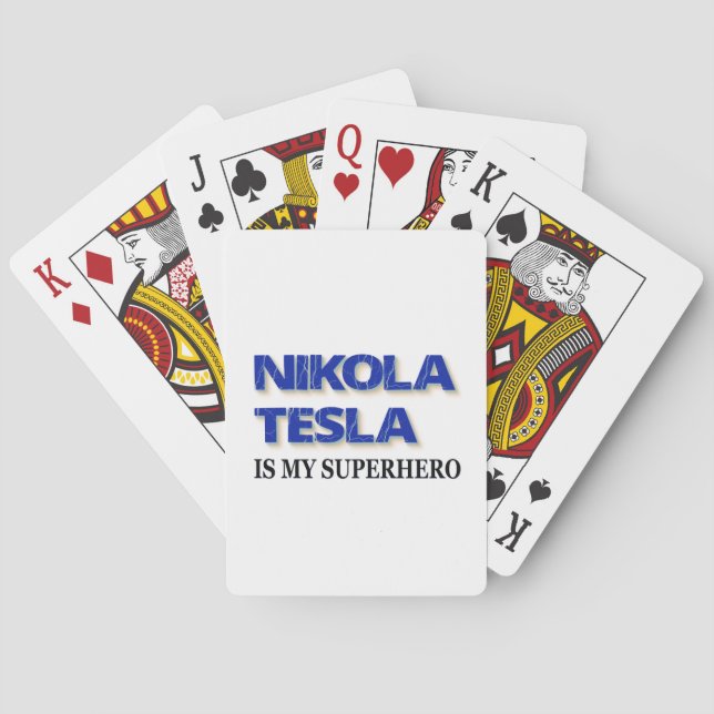 Nikola Tesla Is My Superhero Poker Cards (Back)