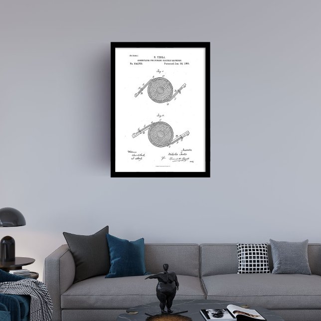 Nikola Tesla patent Dinamo electric machine Framed Art (Nikola Tesla patent Dinamo electric machine Framed Art)
