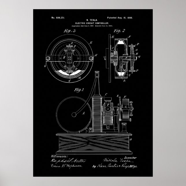 Nikola Tesla Patent Poster (Front)