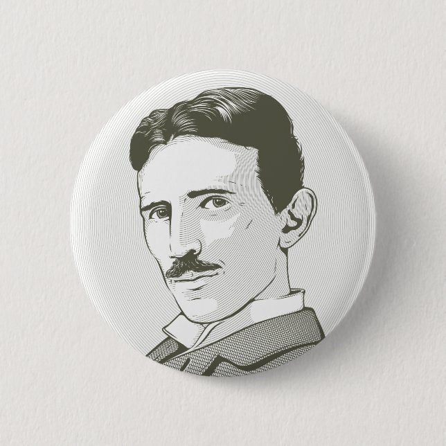 Nikola Tesla Portrait Button (Front)