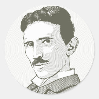 Nikola Tesla Portrait Classic Round Sticker