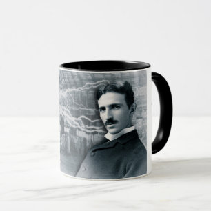 NIKOLA TESLA PORTRAIT IN BLACK AND WHITE MUG