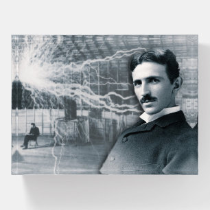 NIKOLA TESLA PORTRAIT IN BLACK AND WHITE PAPERWEIGHT