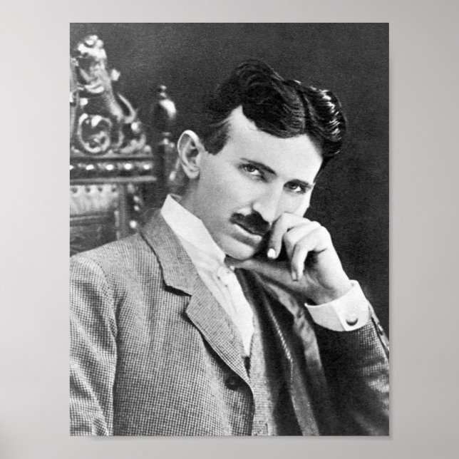 NIKOLA TESLA PORTRAIT IN BLACK AND WHITE POSTER (Front)