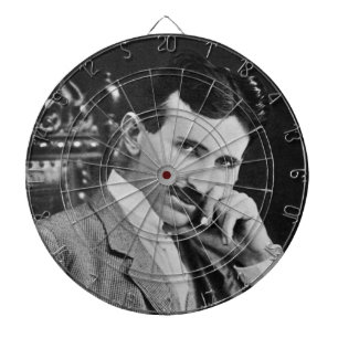 NIKOLA TESLA PORTRAIT IN BLACK DART BOARD