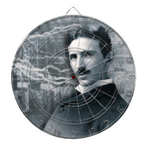 NIKOLA TESLA PORTRAIT IN BLACK DART BOARD