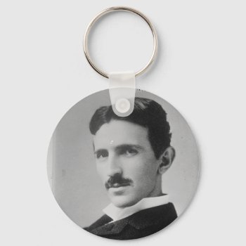 Nikola Tesla Portrait Keychain by allphotos at Zazzle