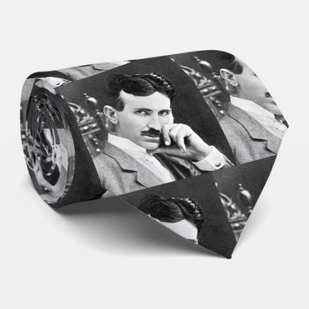 Nikola Tesla Portrait Pattern Tie