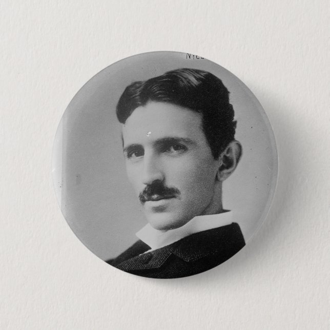 Nikola Tesla Portrait Pinback Button (Front)