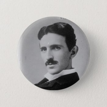 Nikola Tesla Portrait Pinback Button by allphotos at Zazzle