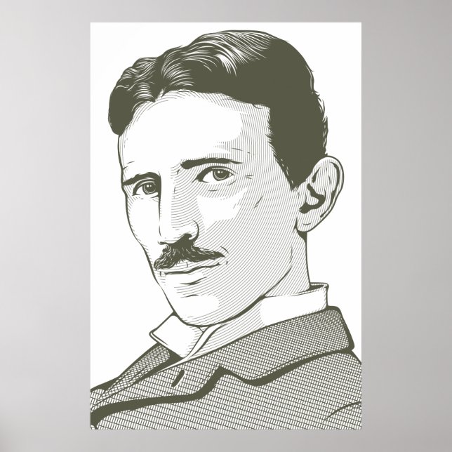 Nikola Tesla Portrait Poster (Front)
