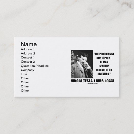 Nikola Tesla Progressive Development Man Invention Business Card