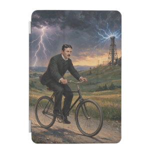 Nikola Tesla Riding Bicycle To His Lab Circa 1893 iPad Mini Cover