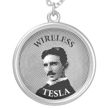 Nikola Tesla Silver Plated Necklace by Ars_Brevis at Zazzle