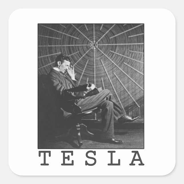 Nikola Tesla Square Sticker (Front)