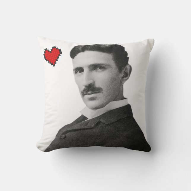 Nikola Tesla Throw Pillow (Front)